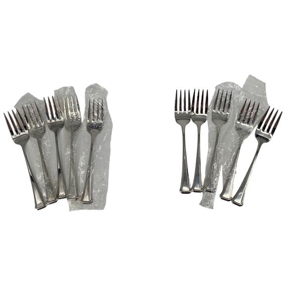 5 New Oneida Sand Dune Flatware Forks Dinner Set Glossy Stainless A46N USA - Picture 1 of 4